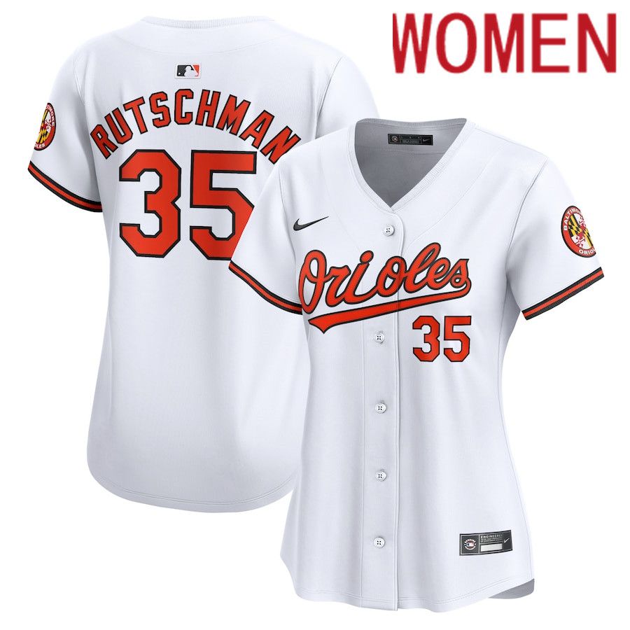 Women Baltimore Orioles 35 Adley Rutschman Nike White Home Limited Player MLB Jersey